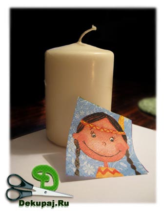 Свеча для декупажа и салфетка Свеча для декупажа