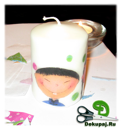 Мастер-класс по декупажу закончен Другой бок нашей свечи